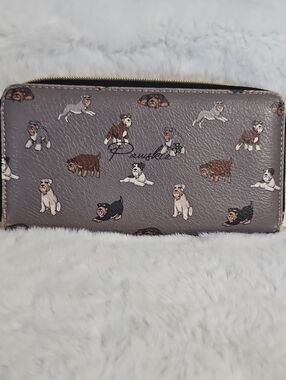 Pawskii Gray Dog-Print Zip Wallet